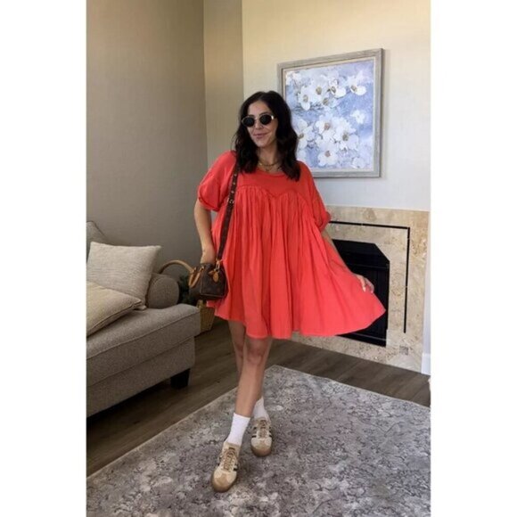 FREE PEOPLE Catalina Mixed Media Minidress in Radiant Watermelon Size X-Small - Picture 3 of 16